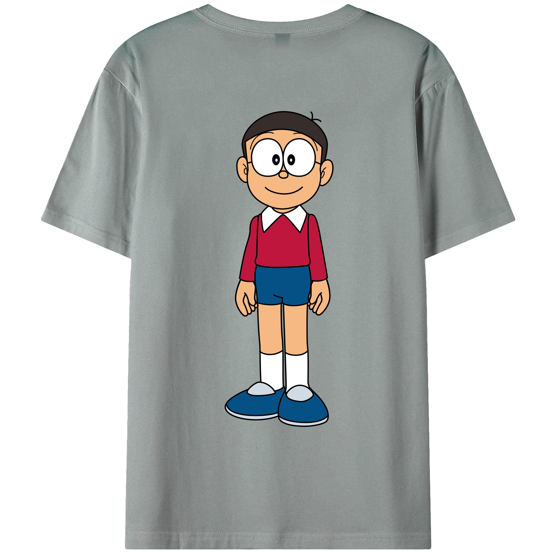 （画像用） ドラえもん 野比 のび太 Doraemon Nobita Nobi 綿100％ メンズ半袖Tシャツ（バックプリント） 通気性